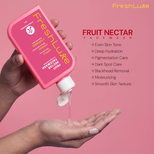 Image of Fruit Nectar Face Wash for Men & Women - 200ml | With Apple, Papaya & Turmeric | Vitamin C Face Wash for Pigmentation, Glowing, Hydrated & Even Skin Tone | SLS, Paraben Free & AYUSH Approved