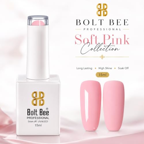 Image of BOLT BEE 15ML Gel Nail Polish 1Pc Clear Pink Glitter Nail Polish Soak Off UV LED Nail Gel Polish Nail Art Starter Manicure Salon DIY at Home, 0.5 OZ (1) (133)