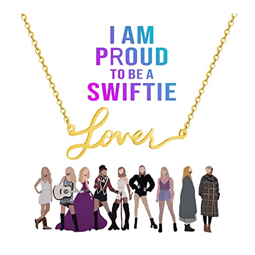 HSWYFCJY Gold Lover Necklace for Women,Taylor Outfit Jewelry Swiftie Accessories for Eras Tour,TS Inspired Necklace for Music Lover,Singer Fans Gifts Album Song Title Necklace