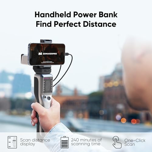 3DMakerpro 3D-Scanner mit 0,01 mm Genauigkeit, 24-Bit-Farbkamera, verwacklungssicheren optischen Linsen, 10 FPS Scangeschwindigkeit, tragbarer 3D-Scanner für 3D-Druck mit Smart Grip – Seal Luxury Kit