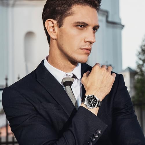 Leather Watches for Men Casual Waterproof Men's Chronograph Watch Luxury Dress Men Watch Classic Stainless Steel Analog Quartz Mens Wrist Watches with Date Luminous Large Face3