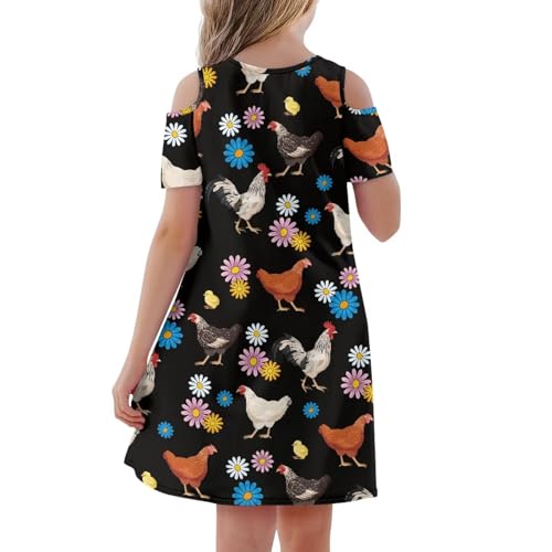 Short Sleeve Dresses for Girls Cold Shoulder A-Line Flowy Summer Dress2