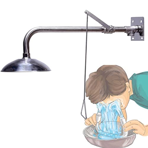 Ducha de seguridad montada en la pared, Lavaojos, Ducha de seguridad de acero inoxidable, Ducha de seguridad de acero inoxidable montada en la pared simple, Plata (Plata)