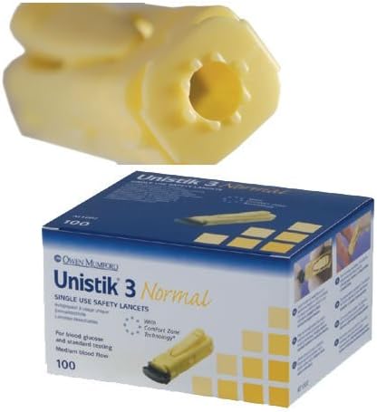 Unistik 3 AUAT1044 Single Use Safety Lancet, Comfort, 1.8mm Depth, Pack of 200