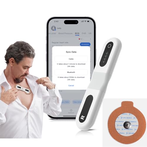 Wellue Kabellose Elektroden Pads 10 Stück, Konzipiert für Wellue ER1-LW 24 Stunden Langzeit EKG Gerät, 3,5mm