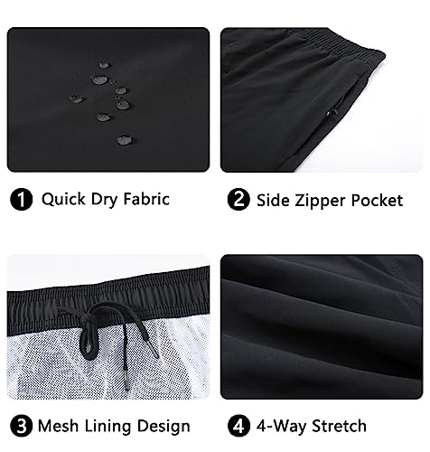 Yuyangdpb Men's Swim Trunks Short Quick Dry Beach Shorts Swimming Trunks With Zipper Pockets Black 32 #TOP3