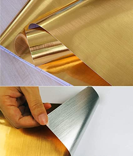 Image of WALLMATE Stainless Look Vinyl Contact Paper Peel and Stick Wallpaper for Kitchen Backsplash Self Adhesive Wallpaper Dishwasher Fridge Appliances (24 x 180 inch)