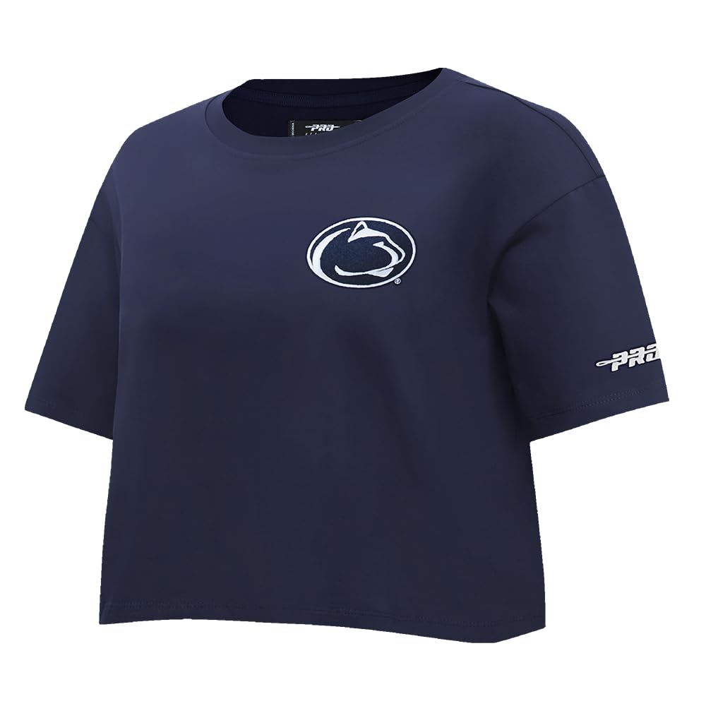 Womens NCAA Penn State Nittany Lions Classic Chenille Short Sleeve Boxy Tee Midnight Navy S