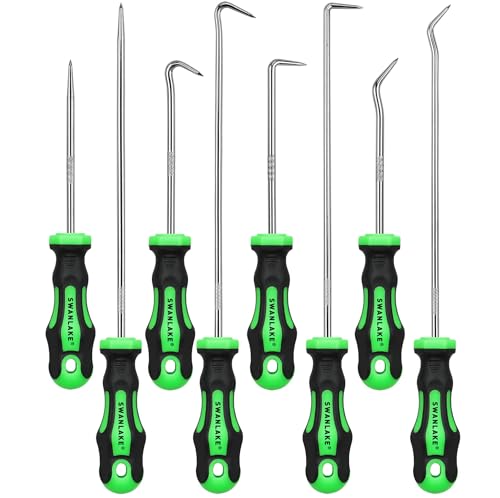 8-Piece Mini Hook and Pick Set 4PCS 8.6 & 4PCS 5.7 Precision Automotive Picks Tools Set for Car Auto Oil Seal Mechanic Lock Picking Kit Puller Remover Tools