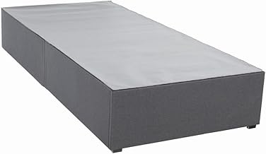 Panana Platform Bed Frame with/without Storage Drawers & Height Headboard, Grey Linen Fabric Divan Bed, Mattress Foundation with Metal Slats (3FT Single, No Headboard, No Drawer)