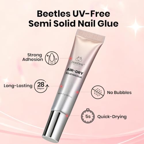 Image of Beetles Super Strong Nail Glue 10g for Press On Nails, No UV Lamp Needed, Quick Drying, Long Lasting, Easy Control Semi Solid Nail Glue for False Acrylic Nails