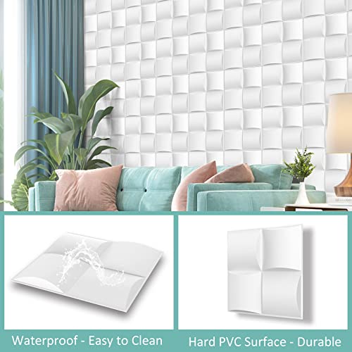 Bxi 3D Wall Panel - 12 X 12 X 0.7 Inches Pack Of 8, Modern Textured Decorative Wall Panels, Paintable Matte Pvc 3D Brick Wall Art Tiles For Interior Exterior Wall Decor #TOP3