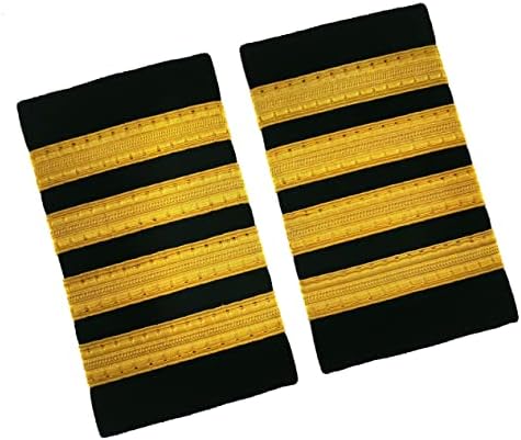 Professional Uniform Bars Airline Pilot Epaulets,Four Bars Captain Shoulder Boards Insignia Sliders Cosplay Epaulette Sliders