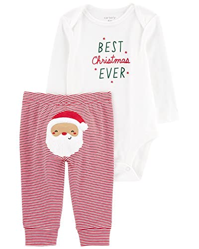 Image of Carter's Winter Holiday 2-Piece Christmas Baby Boy/Girl Santa Bodysuit and Pant Set, Best Christmas Ever, Newborn