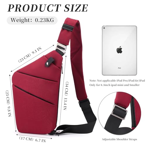 Image of Anti Theft Crossbody Bag,Sling Bag for Women Men,Multi-pocket Chest Shoulder Bag for Travel, Sport, Work