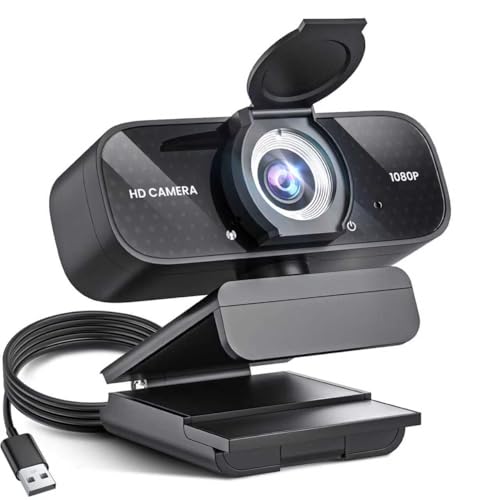 1080P Webcam with Active Light Correction, Privacy Cover, Plug an...