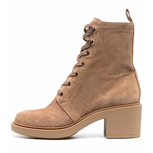 YDN Women Dressy Combat Boots Round Closed Toe Lace Up Ankle Booties Block Mid Heels Shoes Party Daily Size 4-15 US2