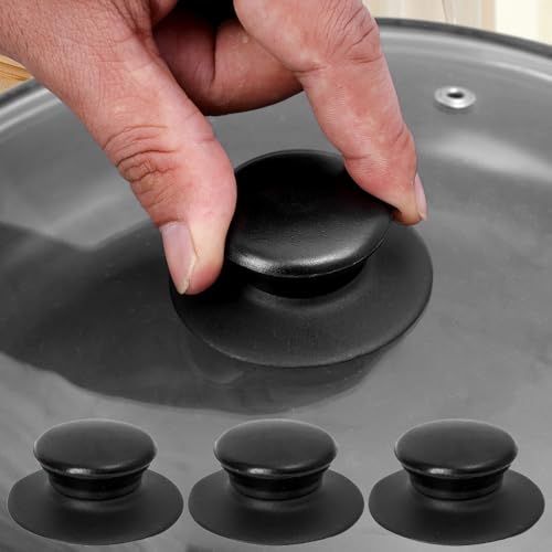 3 Pomos De Acero Inoxidable Para Tapa De Olla, Mango Redondo Universal De Repuesto Para Utensilios De Cocina, Mango De Cubierta De Sartén De Vidrio, Herramientas De Cocina, Color Negro