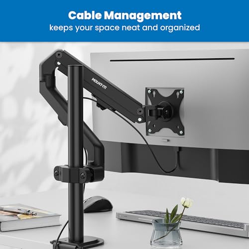 Image of Mount-It! Single Monitor Wall Mount, Computer Monitor Wall Mount Arm, Vesa 100x100 75 x 75 - Pole Mounting, Full Motion Vesa Wall Bracket for 17 inch to 32 inch Screens, Curved Displays, 15.4 lb max