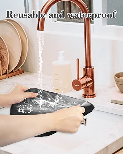 Aquior Shower Caps, Reusable Shower Cap For Women, Waterproof Layer Hair Cap, Large Size For All Hair Lengths,For Girls Spa Home Salon Use (Black) #TOP7