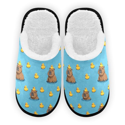 Blue Cute Capibara Slippers For Women Men Soft Memory Foam Non-Slip Animal Winter Indoor House Shoes Travel Slipper