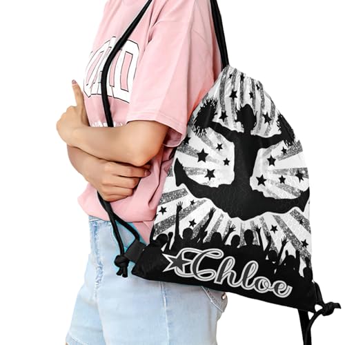 Cheer Cheerleading Grey Bling Print Waterproof Drawstring Backpack for Sports Gym Beach for Man Woman Sackpack String Bag Personalized Present2