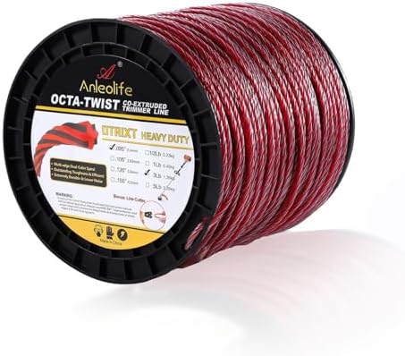 best heavy duty weed eater that will change your gardening game 6 A ANLEOLIFE 5-Pound Heavy Duty Octa-Twist .095-Inch-by-1536-ft Trimmer Line Spool,OTRIXT Co-Extruded Multi-Edge Spiral Weed Eater String, Red