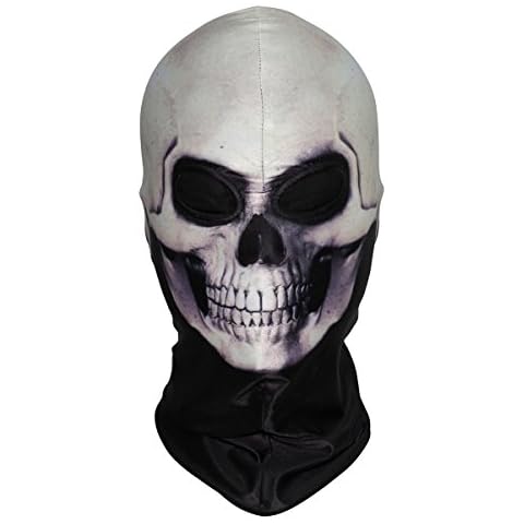 WTACTFUL 3D Skeleton Scary Skull Ghost Balaclava Face Mask for Cosplay Costume Halloween Party Skiing Snowboarding Cycling Motorcycle Outdoor Sports Activities Lycra Elastic Thin MR01 Cover