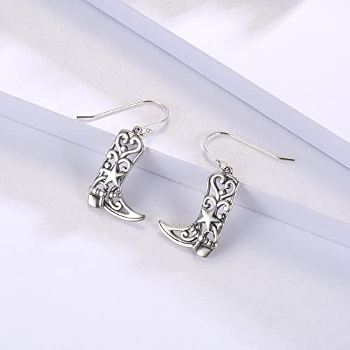 Sterling Silver Cowgirl Boot Earrings: Women Dangle Boot Earrings Country Western Style Jewelry Gifts for Cowgirl3