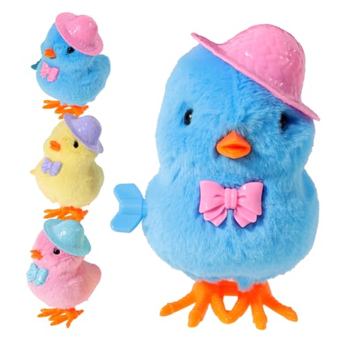 FUNNETOYU 4pièces Jouets à Remonter Poussins Peluche pour Pâques Remplissage De Surprise pour Jouets Mécaniques Colorés à Énergie Solaire