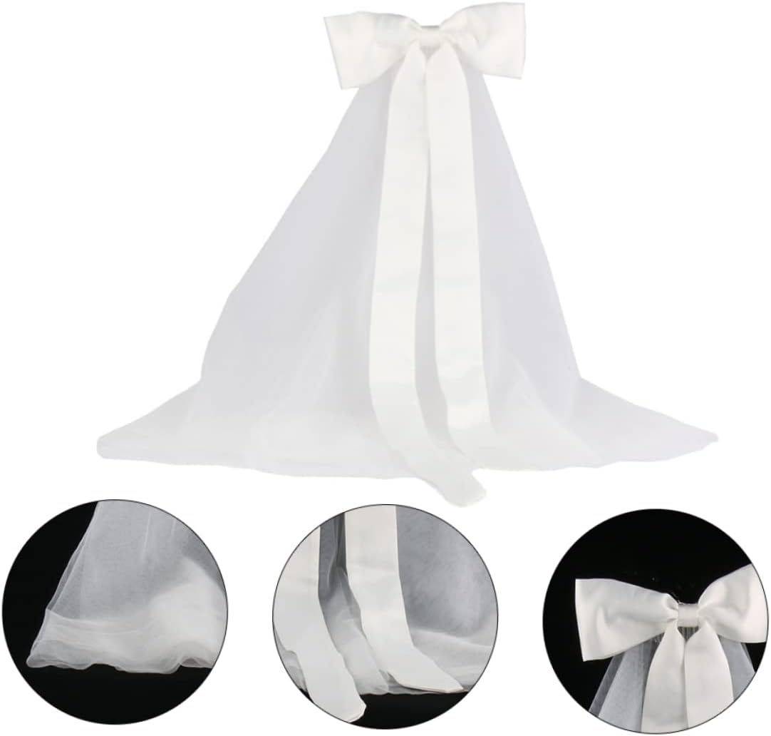 NOLITOY 3pcs Romantic Bridal Veil Bow Elegant Headdress for Weddings Bachelorette Parties Photoshoots Comb Accessory for Brides and Celebrations