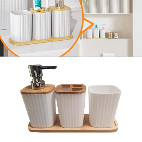Juego de accesorios de baño de 4 piezas con dispensador hidráulico y soporte para cepillos 3
