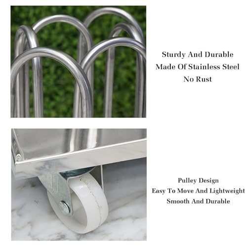 Chariot de rangement pour cintres à roulettes avec structure métallique à 4 côtés - 5
