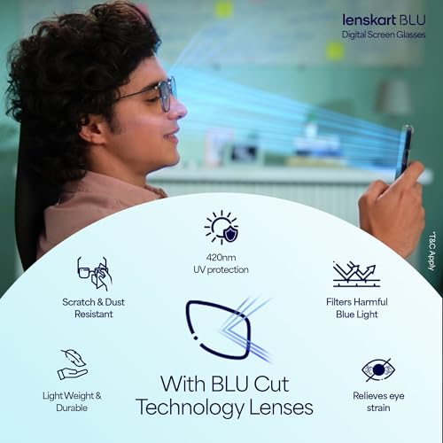 LENSKART BLU | Zero Power Blue Cut Computer Glasses | Anti Glare, Lightweight & Blocks Harmful Rays | 100% UV Protected | Full Rim Rectangular |... - Image 7