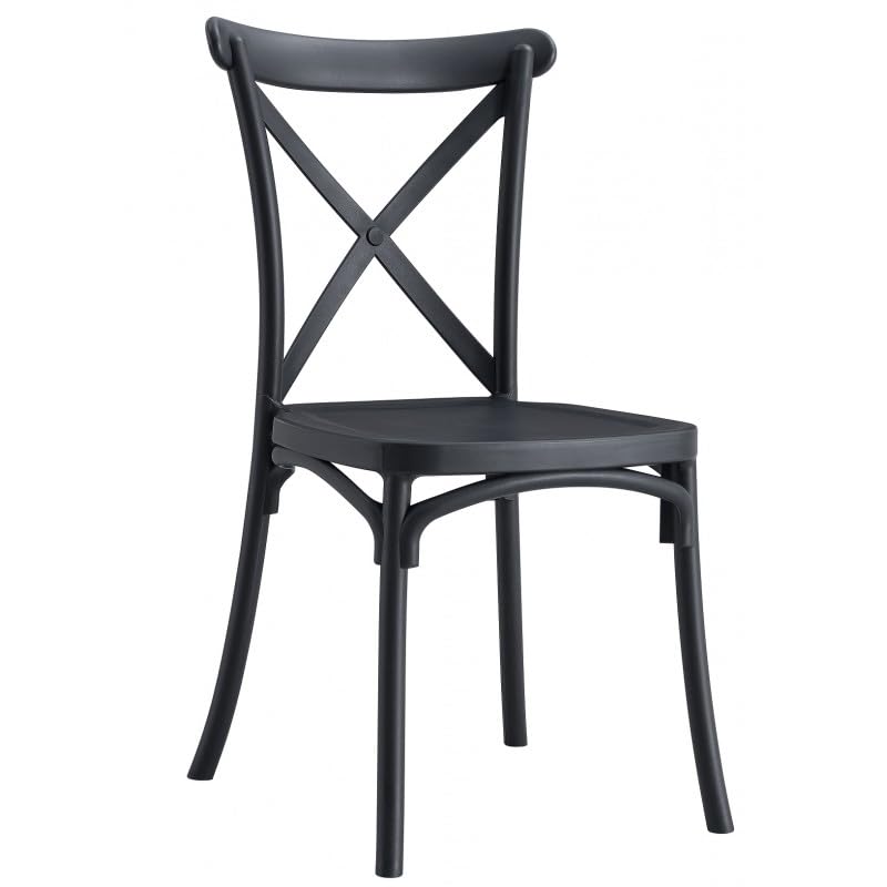 Silla CORINTIOS, apilable, Polipropileno, Tratamiento Anti UV, Color a Elegir (Blanco, Antracita o tórtora) (Antracita)