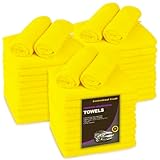 Blue Horizon Microfiber Cleaning Towels, 36-Pack, Ultra Soft Plush Washcloth, Professional Grade Premium Microfiber Detailing Cleaning Cloths, Car, Household and Commercial (Yellow, 16" x 16")