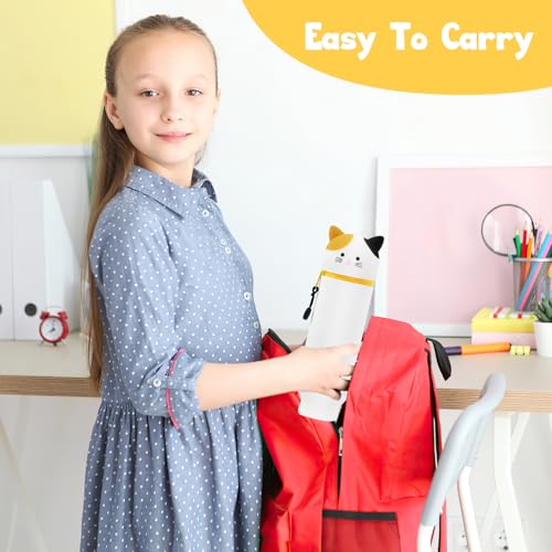 Hopton Silikon Federmäppchen 2-in-1, Weichem Federmappe Stand Up, Süßes Federtasche mit Katze Muster, Stiftehalter Schlampermäppchen Schulmäppchen für Mädchen Jungen Schule Büro