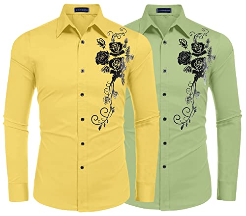 Image of Zombom Men's Regular Fit Cotton Blend Printed Full Sleeve Casual Shirts