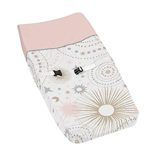 Image of Blush Pink, Gold, Grey and White Star and Moon Changing Pad Cover for Celestial Collection by Sweet Jojo Designs