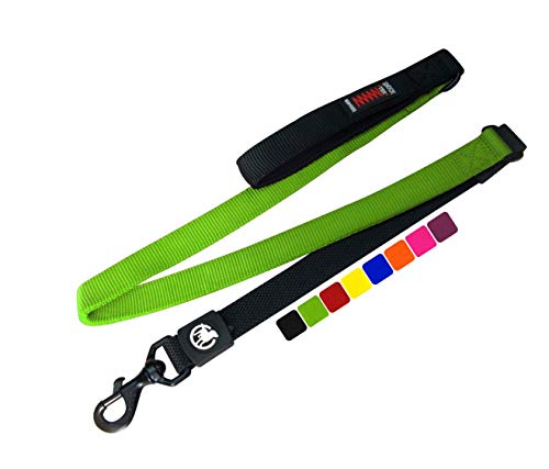 DDOXX Bungee Hondenlijn, nylon, 120 cm, vele kleuren en maten, voor kleine en grote honden, elastische hondenlijn, klein, flexibele lijn, groen, 1,20 m