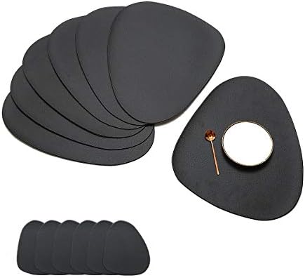 JUJIN Place Mats and Coasters Set of 6 Heat Insulation Placemats Waterproof Washable Non-slip Stylish Table Mats for Dining Room Hotel Feast Dinner Table Rectangle Red Wine