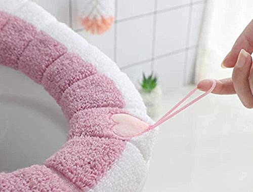 YLKCU 2-TLG. WC-Toilettensitzbezug, universelles wasserdichtes Toilettensitzkissen mit weichem und warmem waschbarem 2-TLG. Weichwärmerkissen-Toilettensitzpolster, Dehnbare Polster, geeignet – Bild 3