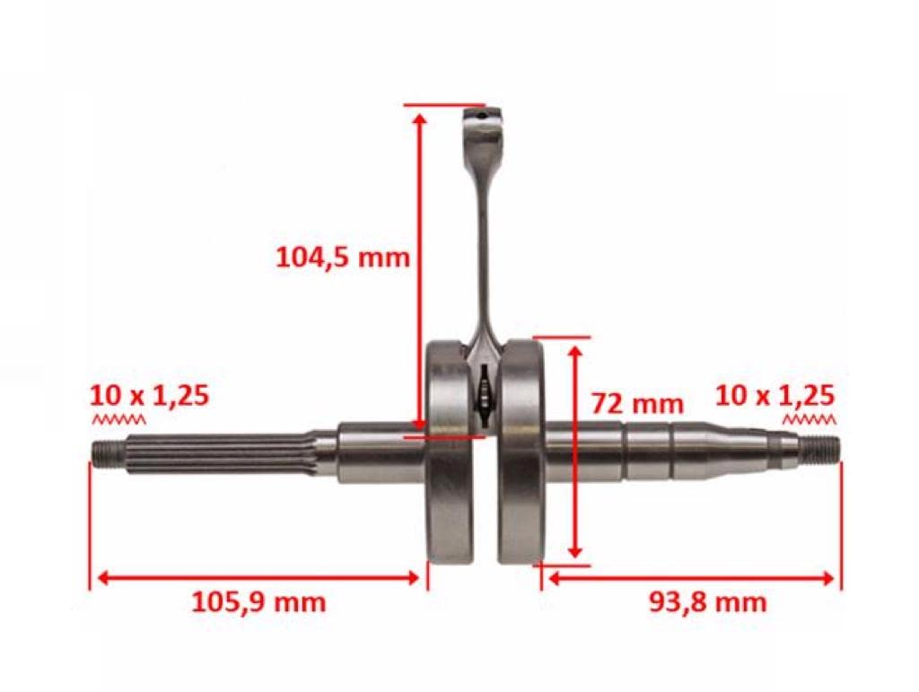 Tuning Vollwangen Kurbelwelle passend für Yamaha Aerox, MBK Nitro, Neos – 50ccm 2-Takt Minarelli Motoren, Kolbenbolzendurchmesser 10mm