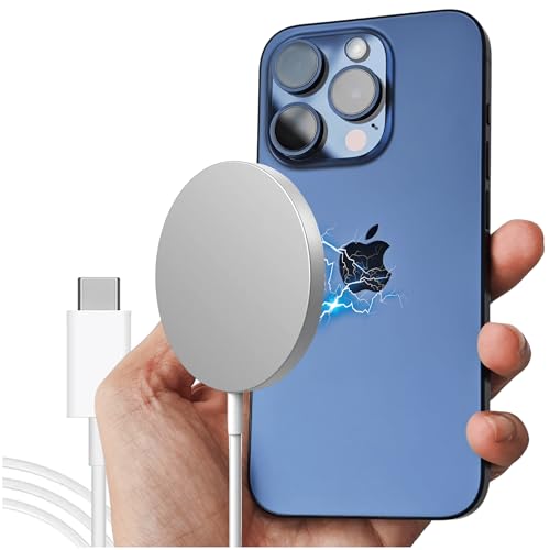Reagle Caricatore Wireless Qi con Supporto Magnetico e Corpo in Alluminio, Compatibile con iPhone 11/12/13/14 e Dispositivi Android 15W