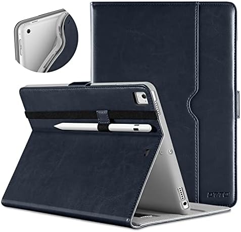 DTTO New iPad 9.7 Inch 5th/6th Generation 2018/2017 Case with Apple Pencil Holder, Premium Leather Folio Stand Cover Case for Apple iPad 9.7 inch, Also Fit iPad Pro 9.7/Air 2/Air - Blue