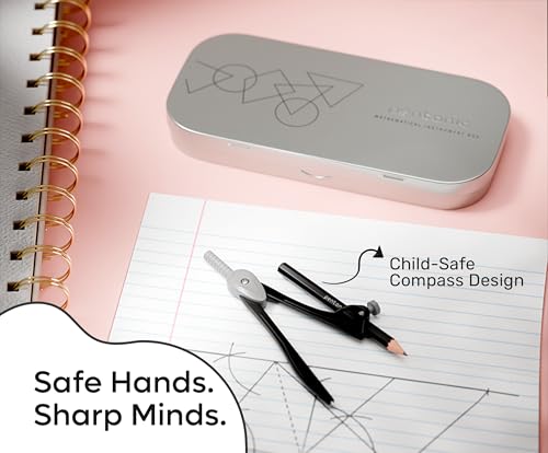 Image of Pentonic Mathematical Instrument Box With Child Safe Compass, Silvery Color,Pack of 1