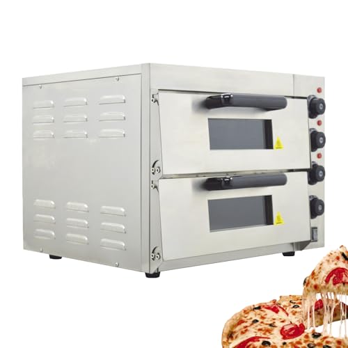 WYDDDARY Commercial Pizza Electric Oven Up to 350°C(662?) Stainless steel Double Pizza Oven Bakes 16-inch pizzas for gathering to Cookies,Bread,Cake 3000W/220V