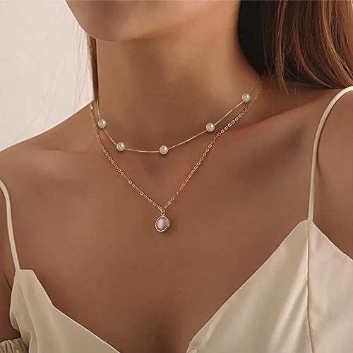 Trinckle Gold Pearl Necklace, 6 Mm Pearl Choker Necklace 15 In Pearl Necklaces For Women Dainty Gold Choker Adjustable Beach Jewelry Necklaces For Girls As Bride Bridesmaid Wedding Birthday Gifts thumb #1