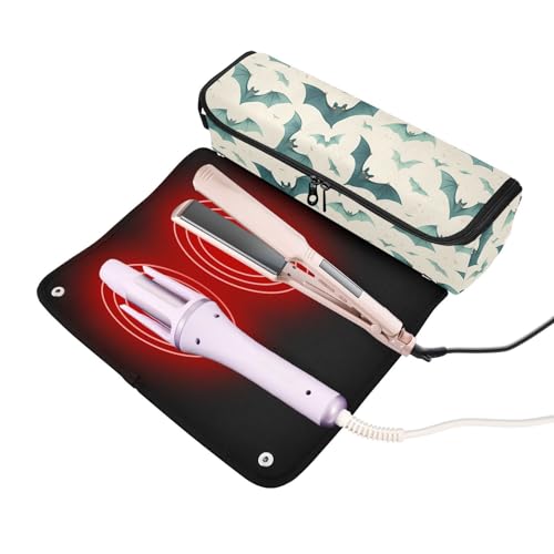 Bolsa de viaje para herramienta de cabello color verde claro, resistente al calor, con cierre y doble capa para planchas y accesorios de cuidado capilar miniatura 2
