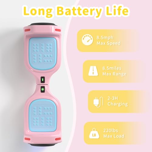 Image of SIMATE 6.5 inch Bluetooth Scooter, LED Lights & APP & Music Speaker, Long Battery Life, Gifts for Kids & Adults & Girls & Boys, for All Ages